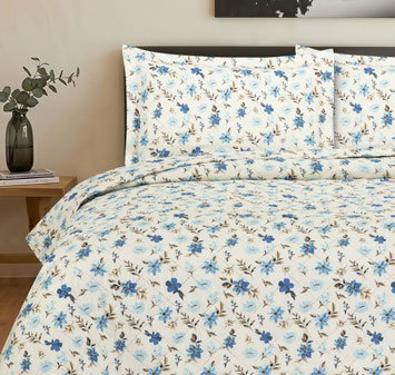 Colcha Estampada Flor Azul