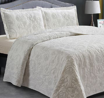 Colcha Bordada Florencia Gris