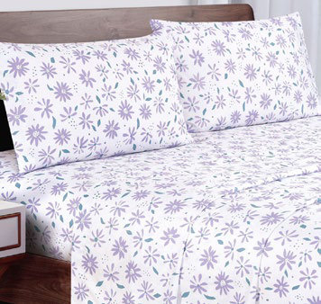 Sábanas Microfibra Estampadas Hojas Lila