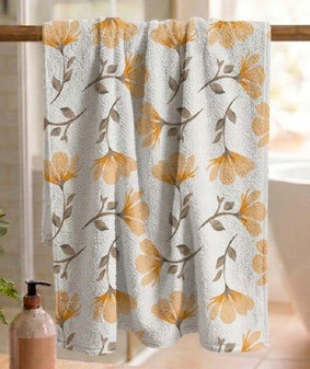 Toalla Estampada Baño 70X135 Cm Pétalos Amarillo